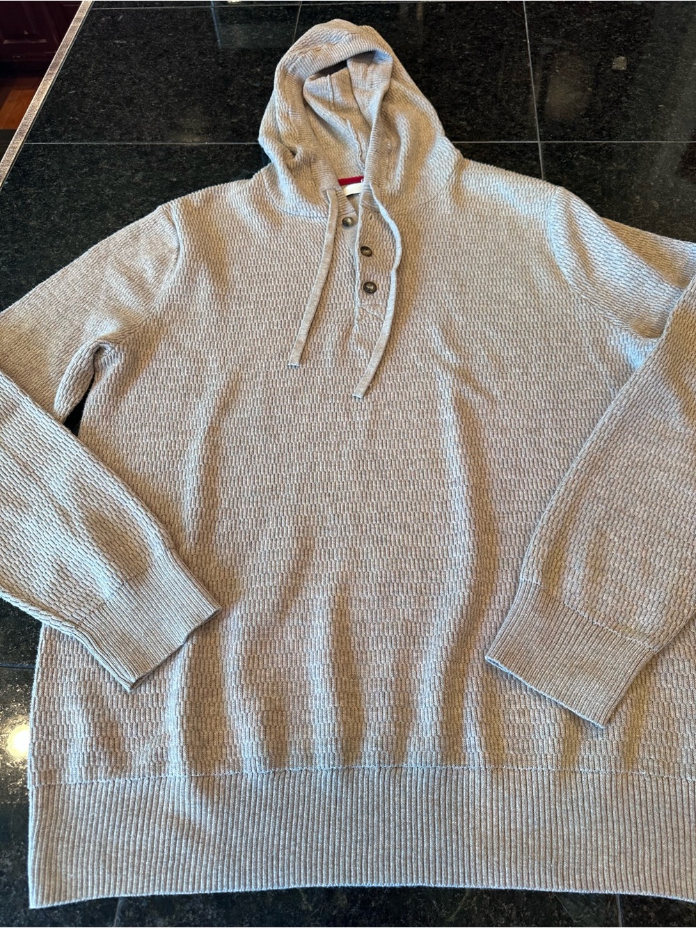 Hawker Rye Tan Hooded Henley Knit Sweater - Men's Casual Pullover